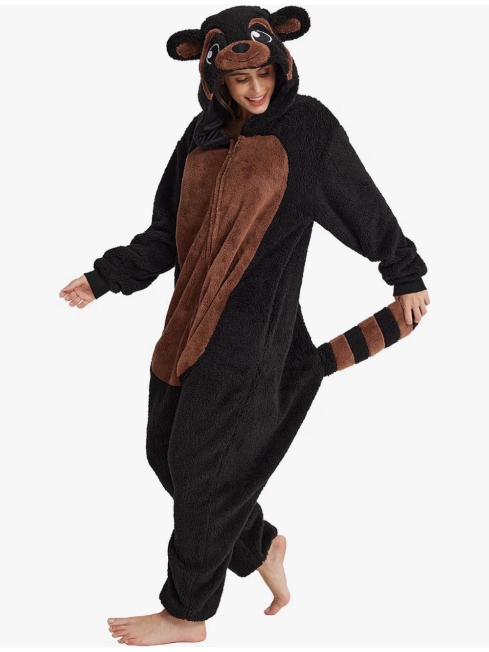 Raccoon Pajamas Adult Halloween Costume , Adult Size XL,Animal Cosplay Outfit N